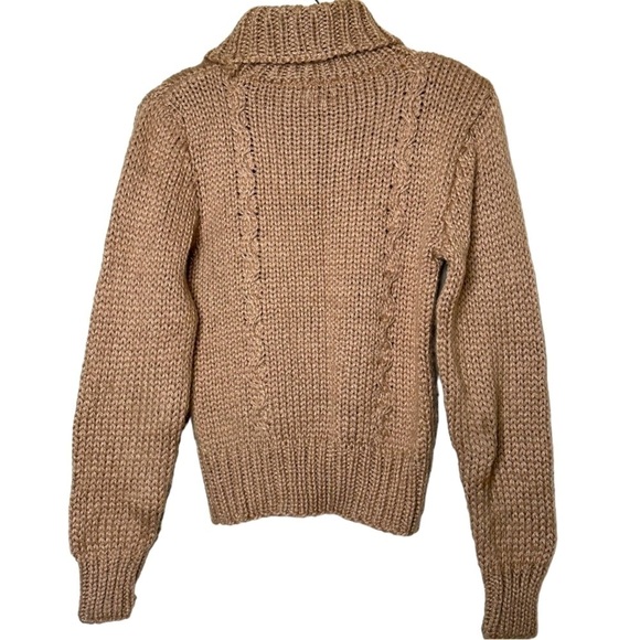 VTG 80’s Judy’s Chunky Knit Turtleneck Cropped Sweater Brown Size Medium 90”s - Picture 2 of 7